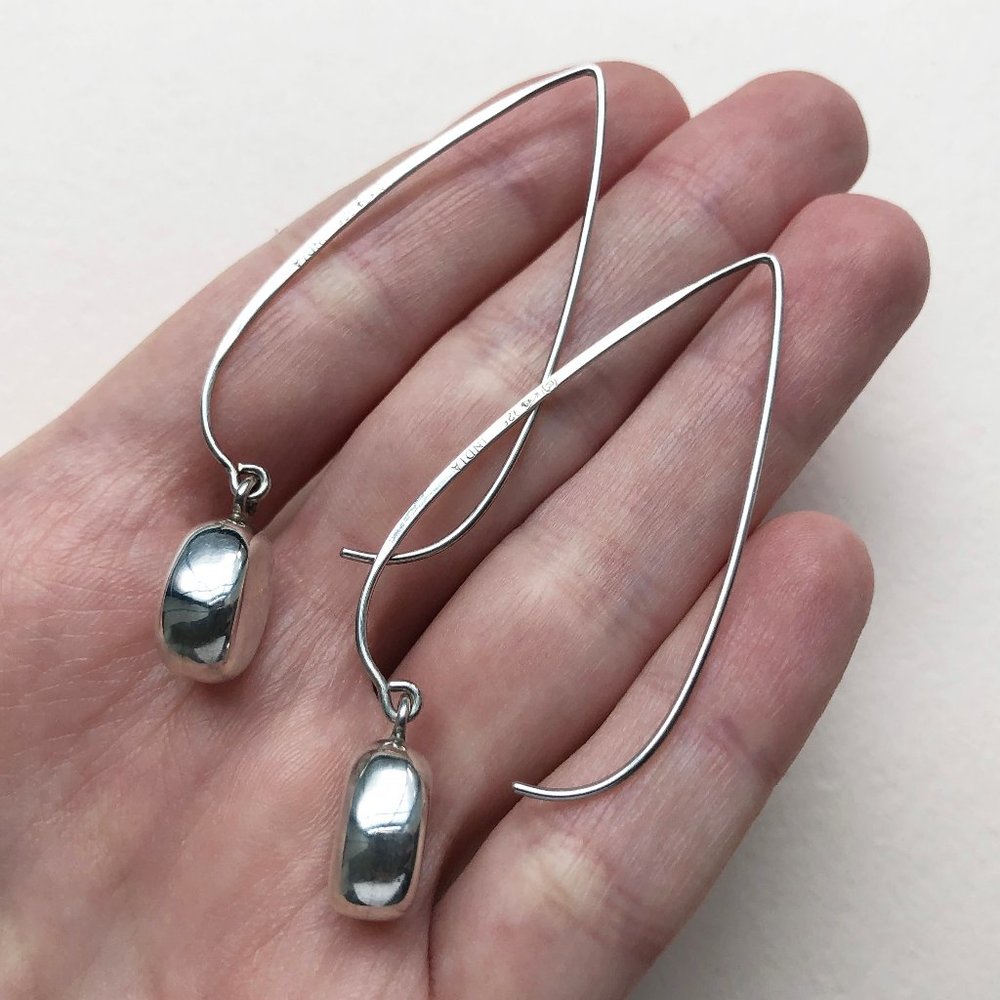 Long Dangle Threader Earrings Silver, Large Accen… - image 8